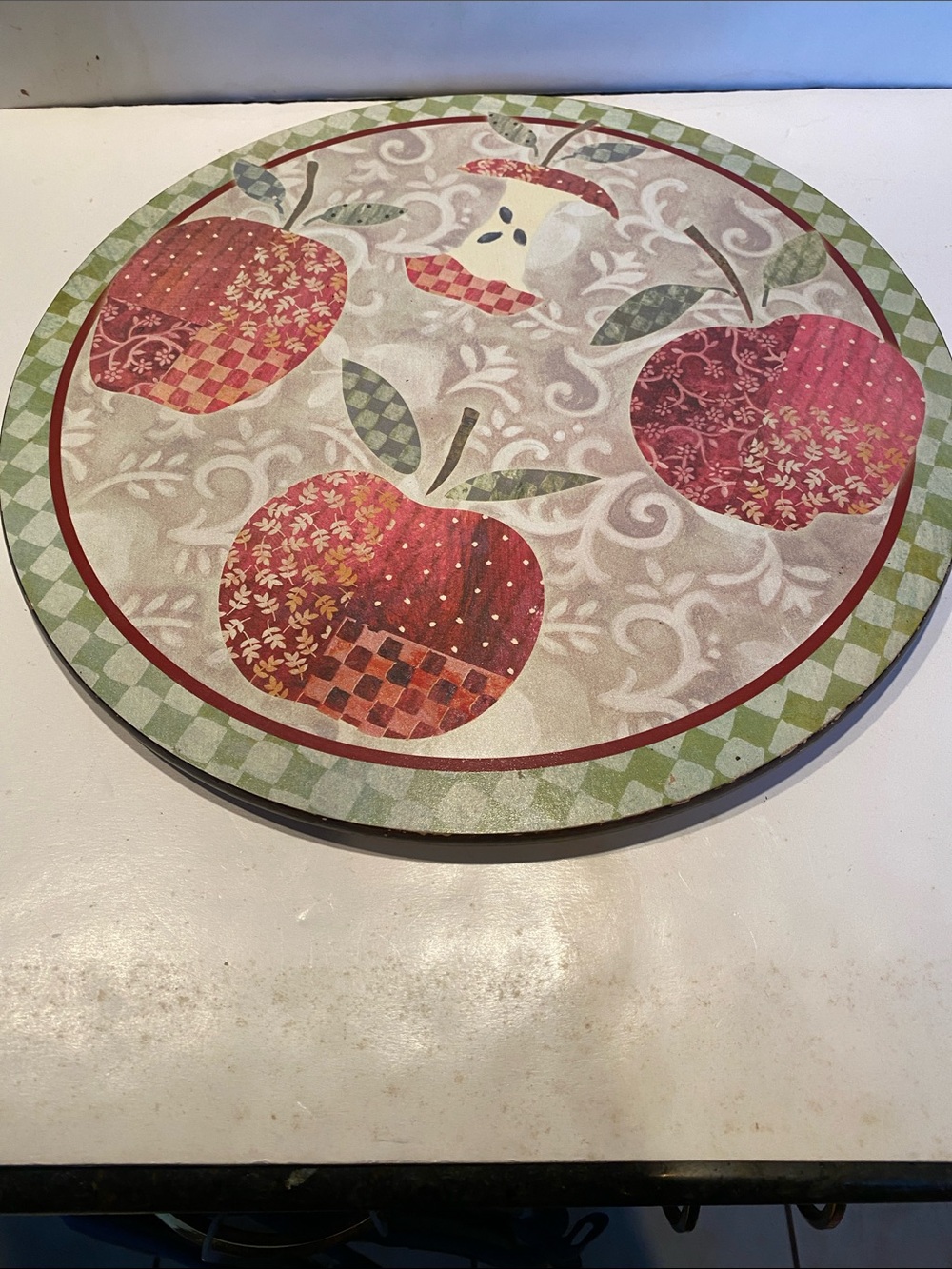 Wooden Turntable with Fruit Motif